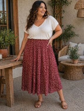 Joe  Fresh Women's Plus Size Viscose/Spandex Floral Maxi Skirt Size 1x